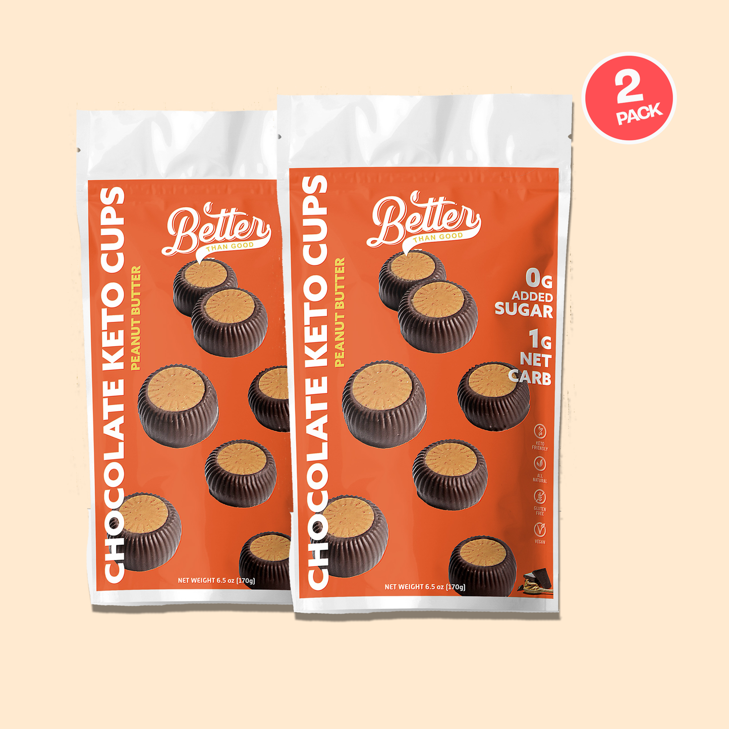 Low Carb Peanut Butter Cups 6oz (1 Pack)